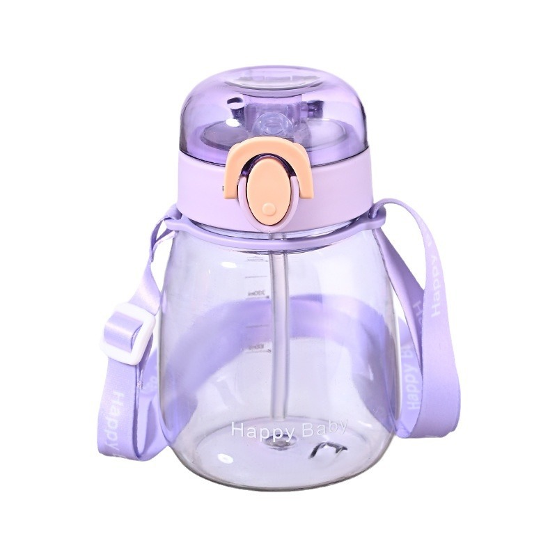 J63-2267 Simple and cute DIY sticker strap water bottle student high-temperature resistant plastic Water cup Straw large-belted cup Item Picture