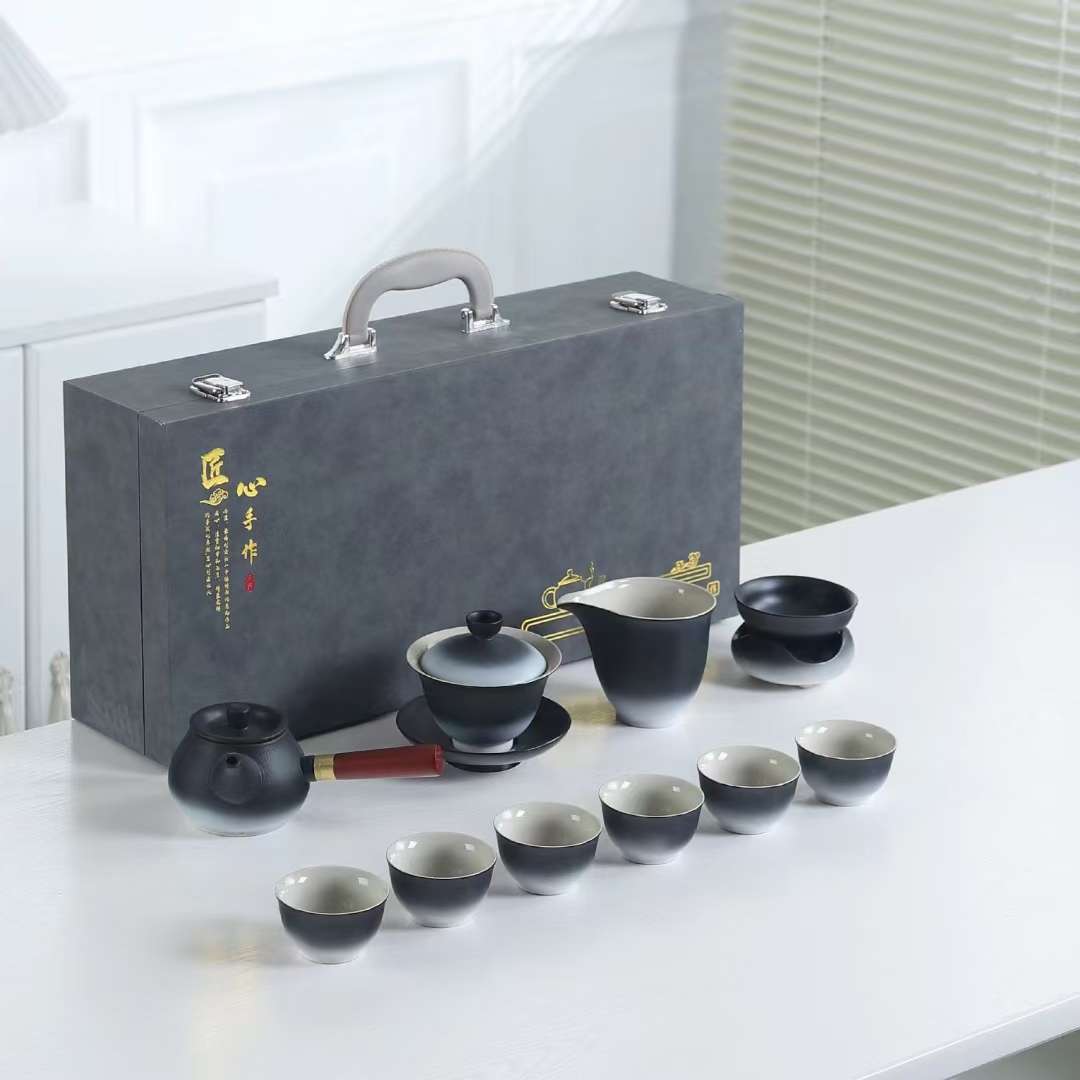 日用百货茶具系列 粗陶渐变釉茶具套装细节图