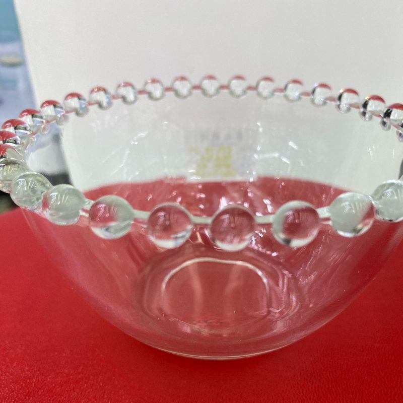 ins珠边玻璃碗甜品冰淇淋雪糕碗糖水点心沙拉水果碗酱碟油碟客厅白底实物图