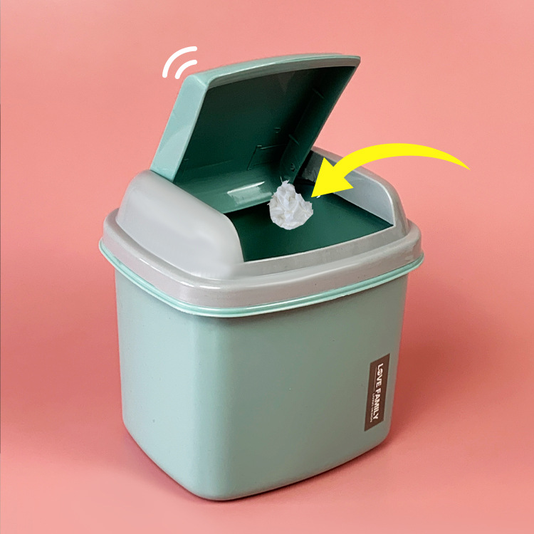 J122-JM9416 desktop flip-top mini trash can, plastic storage bucket, storage bucket, handheld paper basket storage