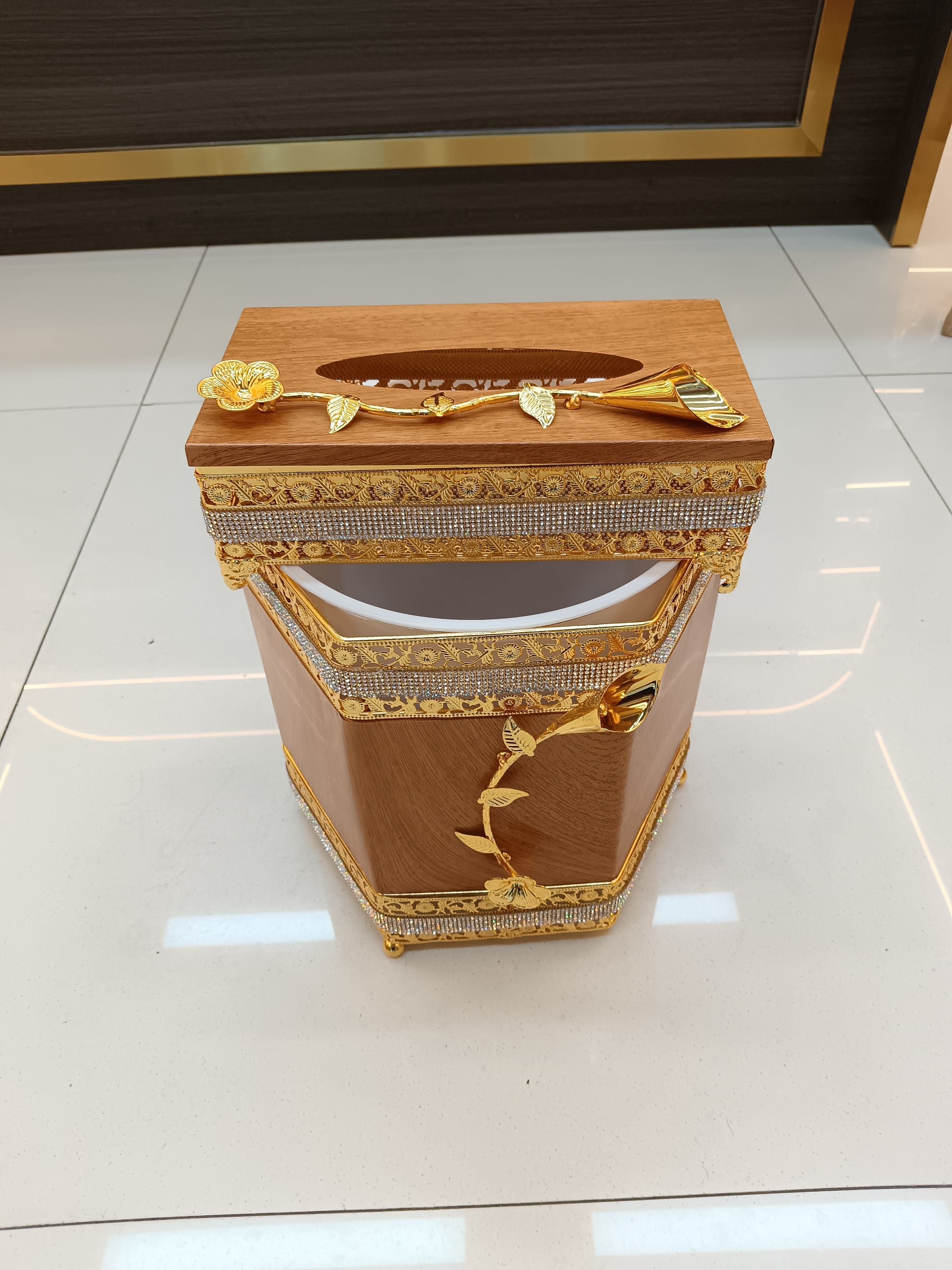 阿拉伯香炉套装香薰套装果盘套装垃圾桶八角贴钻木纹