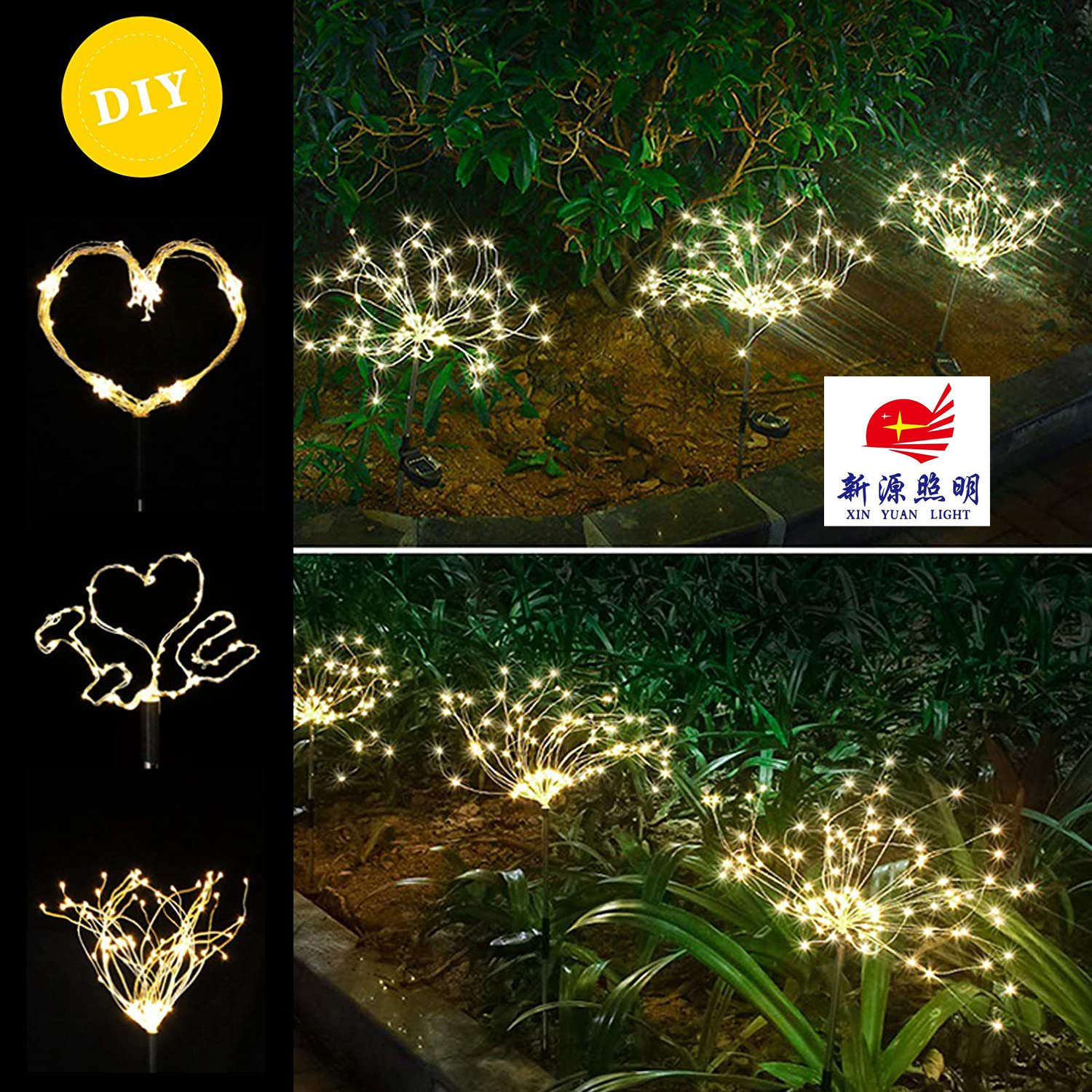 led solar ground insert smoke flower lights, dandelion light strings, outdoor festival courtyard garden decoration, copper wire lawn lights Specification image