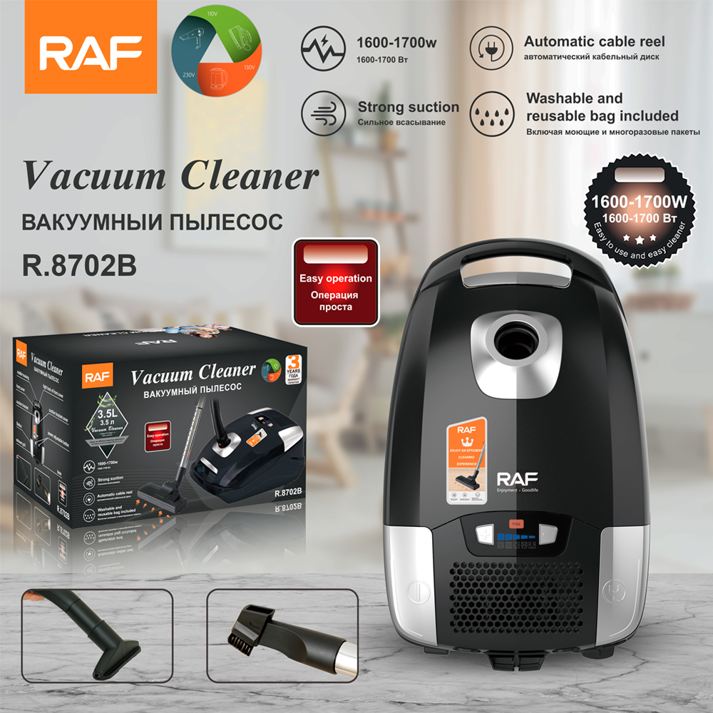 RAF European standard cross-border vacuum cleaner, household high-suction power dust removal vacuum cleaner, handheld powerful horizontal vacuum cleaner R.8702 details Picture
