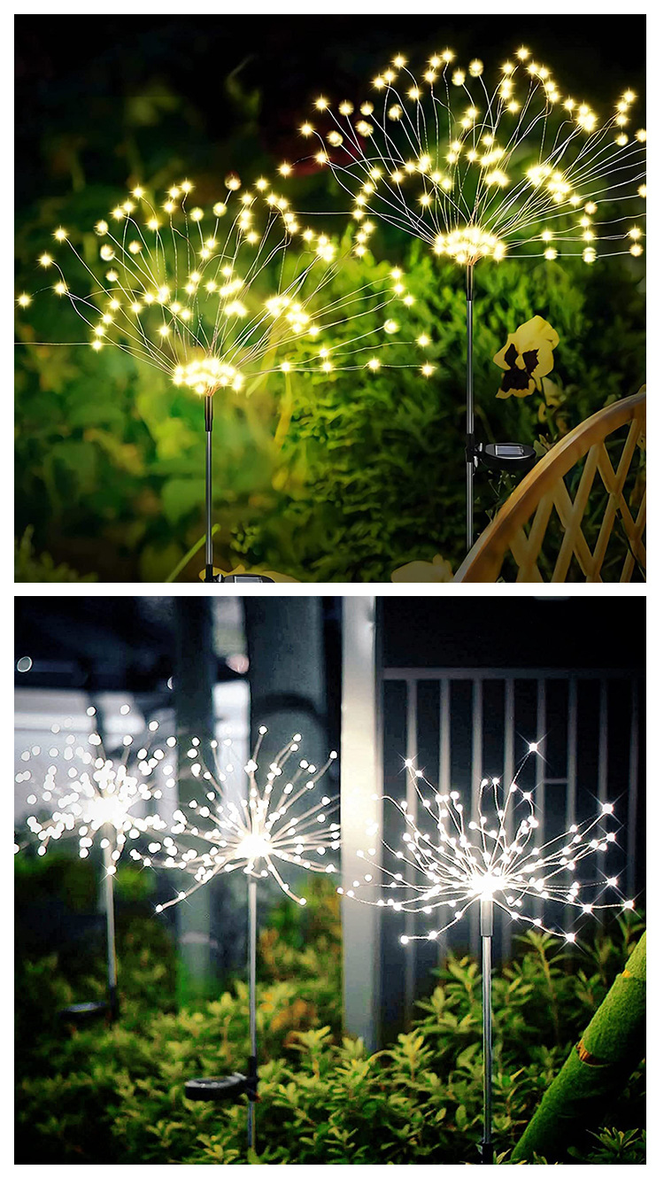 led solar ground insert smoke flower lights, dandelion light strings, outdoor festival courtyard garden decoration, copper wire lawn lights pic 5