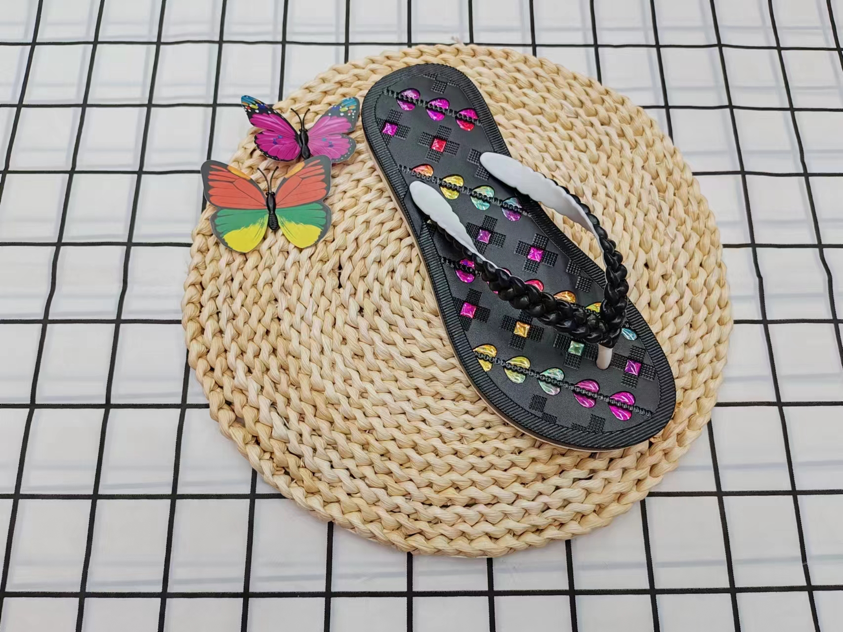 Summer fashion outerwear colorful heart-shaped flip-flops Specification image