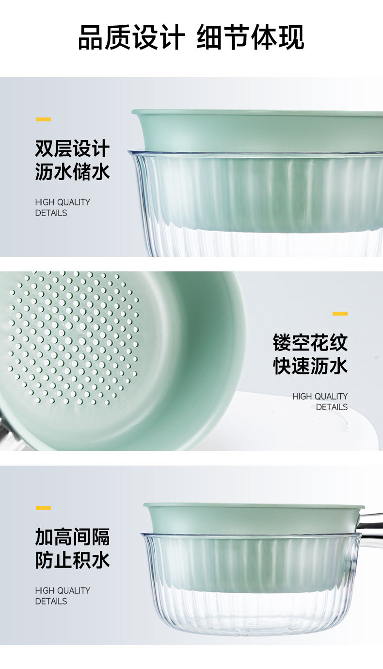 双层沥水篮洗菜盆厨房用品家用水果盘客厅淘米神器洗水果蔬菜篮子详情12