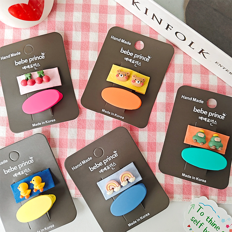 Korean cute cartoon fruit bb clip, children's fashionable and versatile side bangs hair clip and hair accessory basic clip details Picture