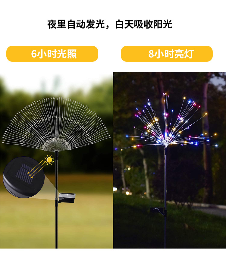led solar ground insert smoke flower lights, dandelion light strings, outdoor festival courtyard garden decoration, copper wire lawn lights pic 2