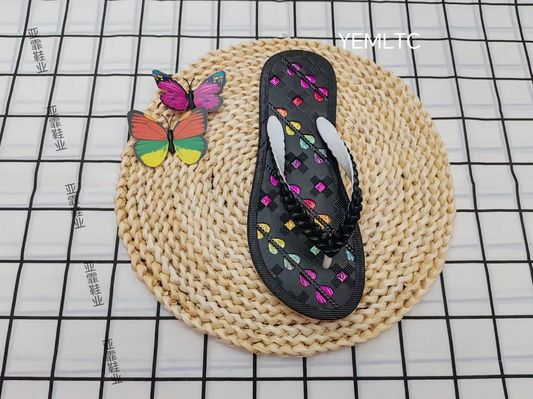 Summer fashion outerwear colorful heart-shaped flip-flops