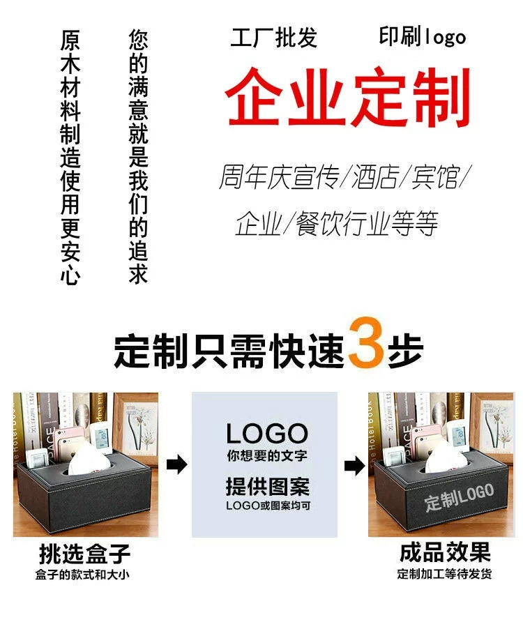 创意家用电脑多功能纸巾盒客厅茶几抽纸盒简约遥控器收纳盒定制 详情图2