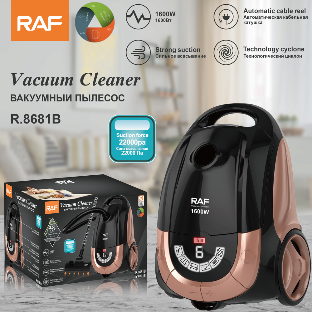 RAF European standard cross-border 3.5L vacuum cleaner, household high-suction power dust removal vacuum cleaner, handheld powerful horizontal vacuum cleaner R.8681