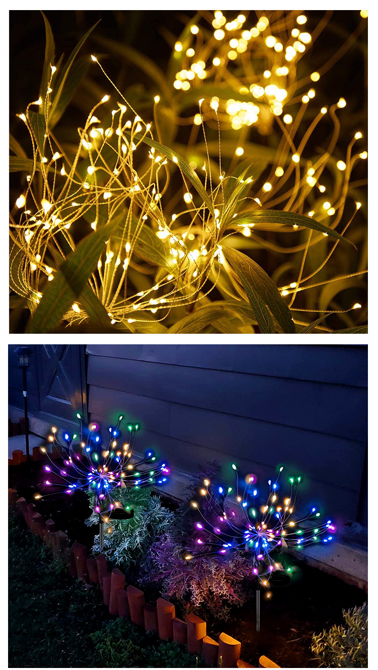 led solar ground insert smoke flower lights, dandelion light strings, outdoor festival courtyard garden decoration, copper wire lawn lights pic 6