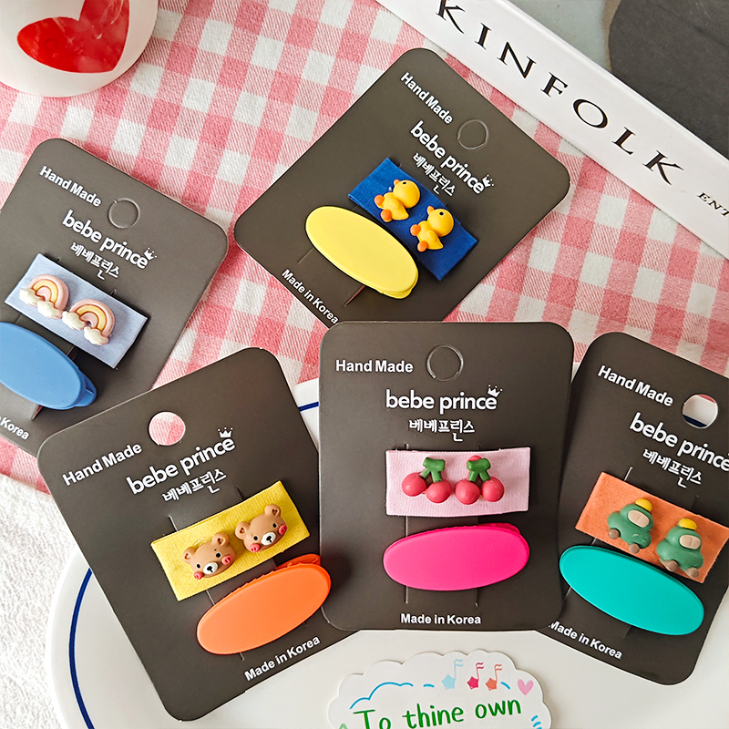 Korean cute cartoon fruit bb clip, children's fashionable and versatile side bangs hair clip and hair accessory basic clip Application Scenario