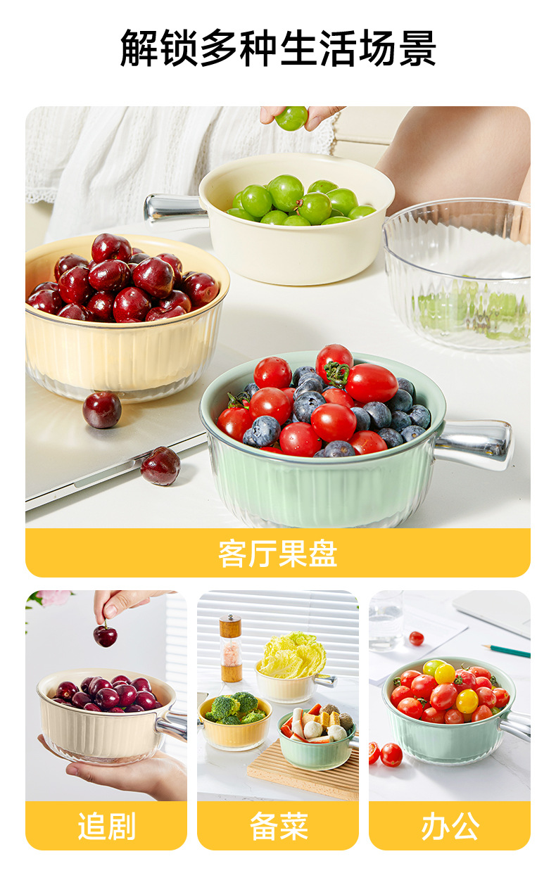 双层沥水篮洗菜盆厨房用品家用水果盘客厅淘米神器洗水果蔬菜篮子详情11