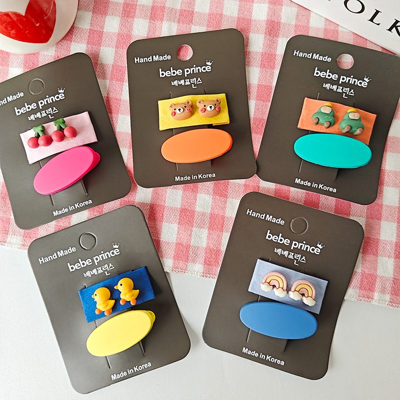 Korean cute cartoon fruit bb clip, children's fashionable and versatile side bangs hair clip and hair accessory basic clip
