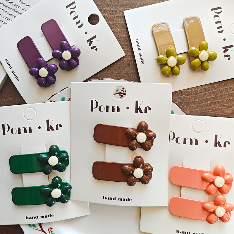 New Morandi color children's flower clip, baby bangs clip, sweet girl side clip, hair-safe headwear details Picture