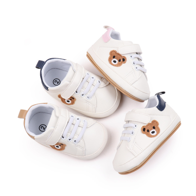 0-6-12 months baby shoes toddler shoes bear baby shoes spring and autumn new casual rubber sole white shoes
