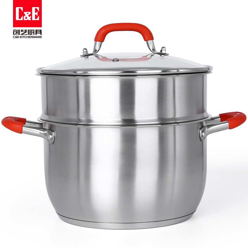 C&E Creative Steamer 304 stainless steel, double-layer multi-functional pot with top steaming and bottom boiling, large capacity, kitchenware for home use pic 11