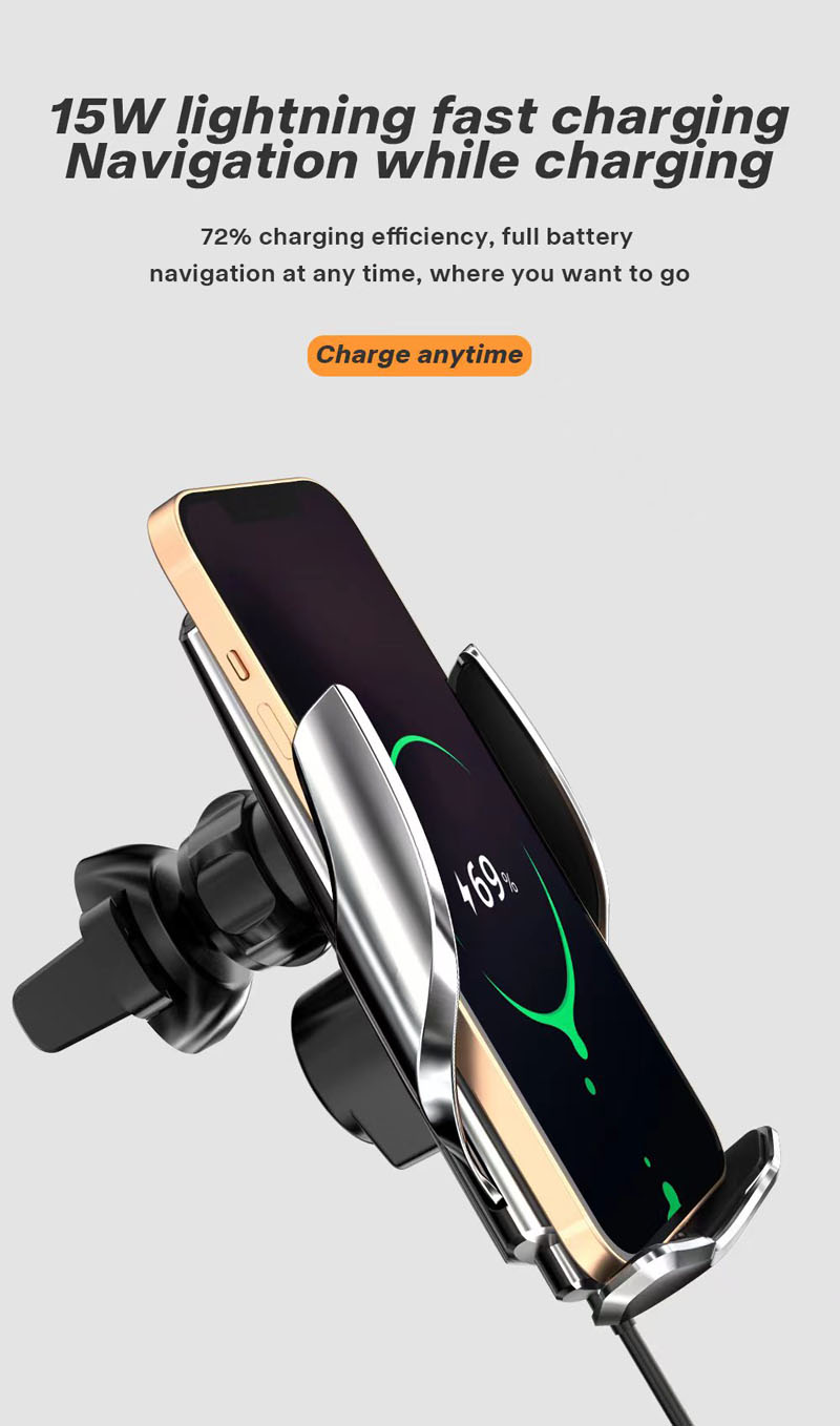 F8+汽车载无线充电手机支架车内智能感应开合导航车载支架出风口手机支架夹详情7