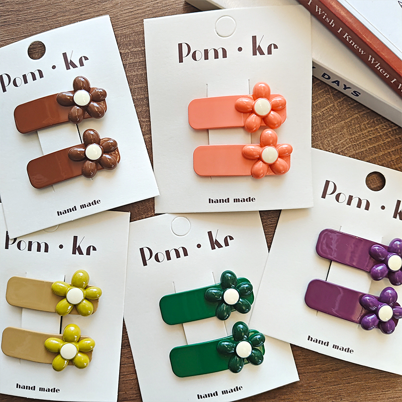 New Morandi color children's flower clip, baby bangs clip, sweet girl side clip, hair-safe headwear