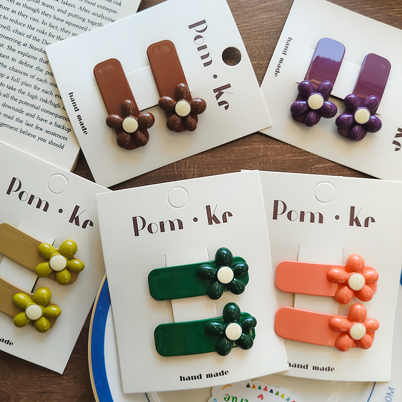 New Morandi color children's flower clip, baby bangs clip, sweet girl side clip, hair-safe headwear Item Picture