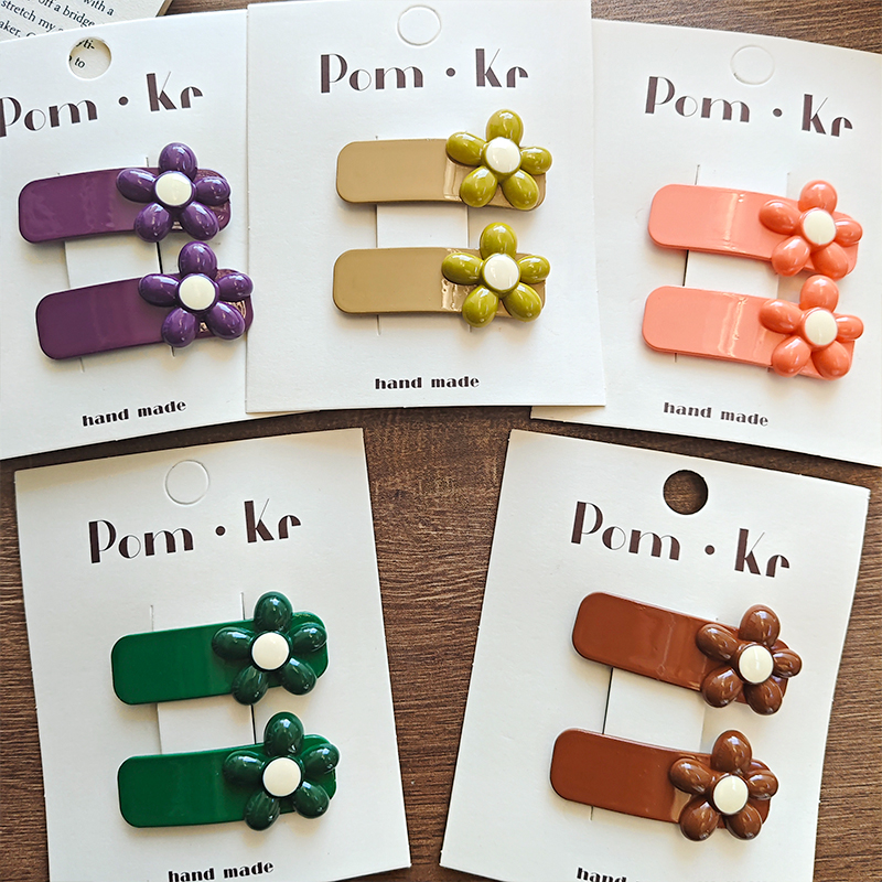 New Morandi color children's flower clip, baby bangs clip, sweet girl side clip, hair-safe headwear Specification image