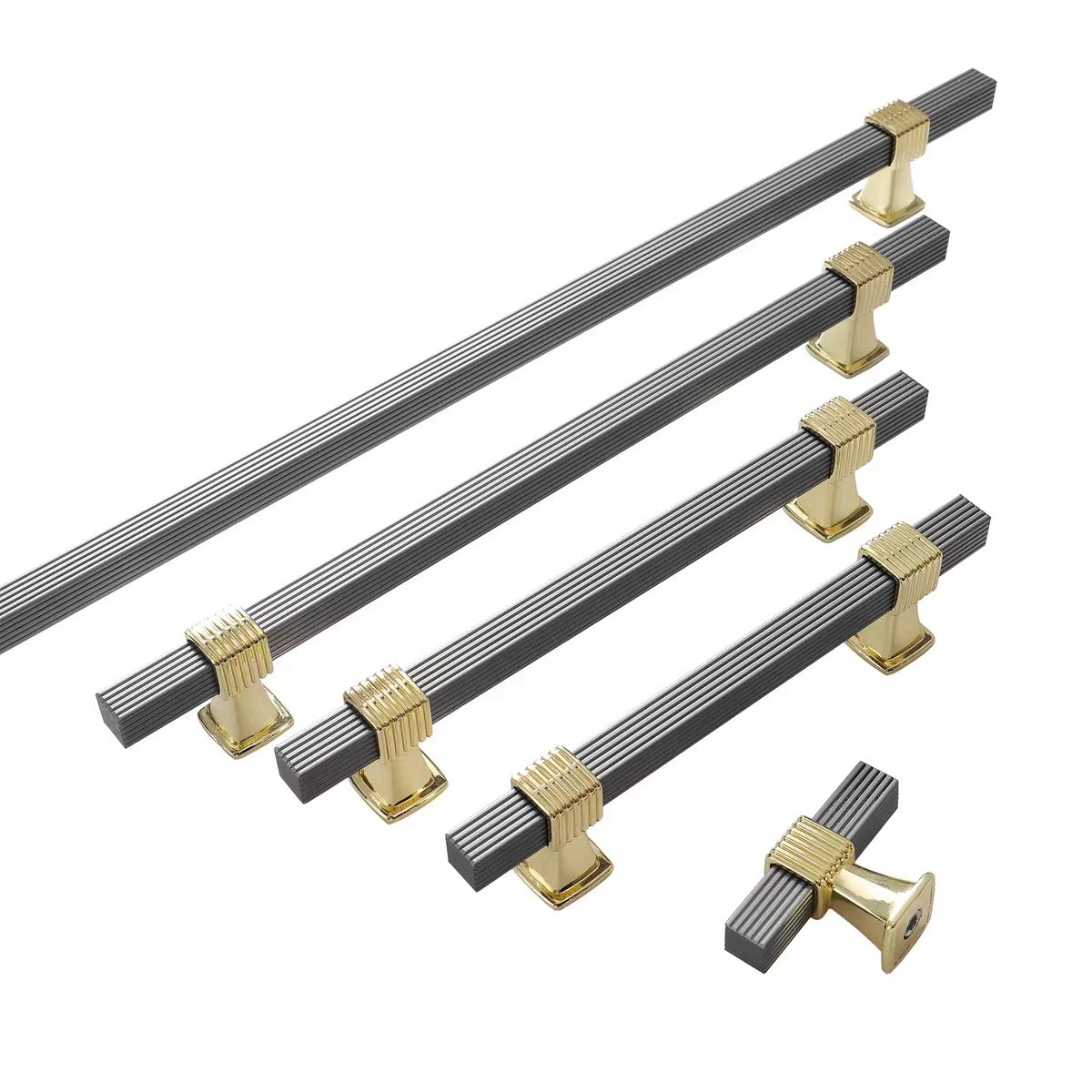 New modern two-color square aluminum tube handle, light luxury European-style wardrobe, cabinet door handle, drawer, shoe cabinet furniture hardware handle, furniture handle details Picture