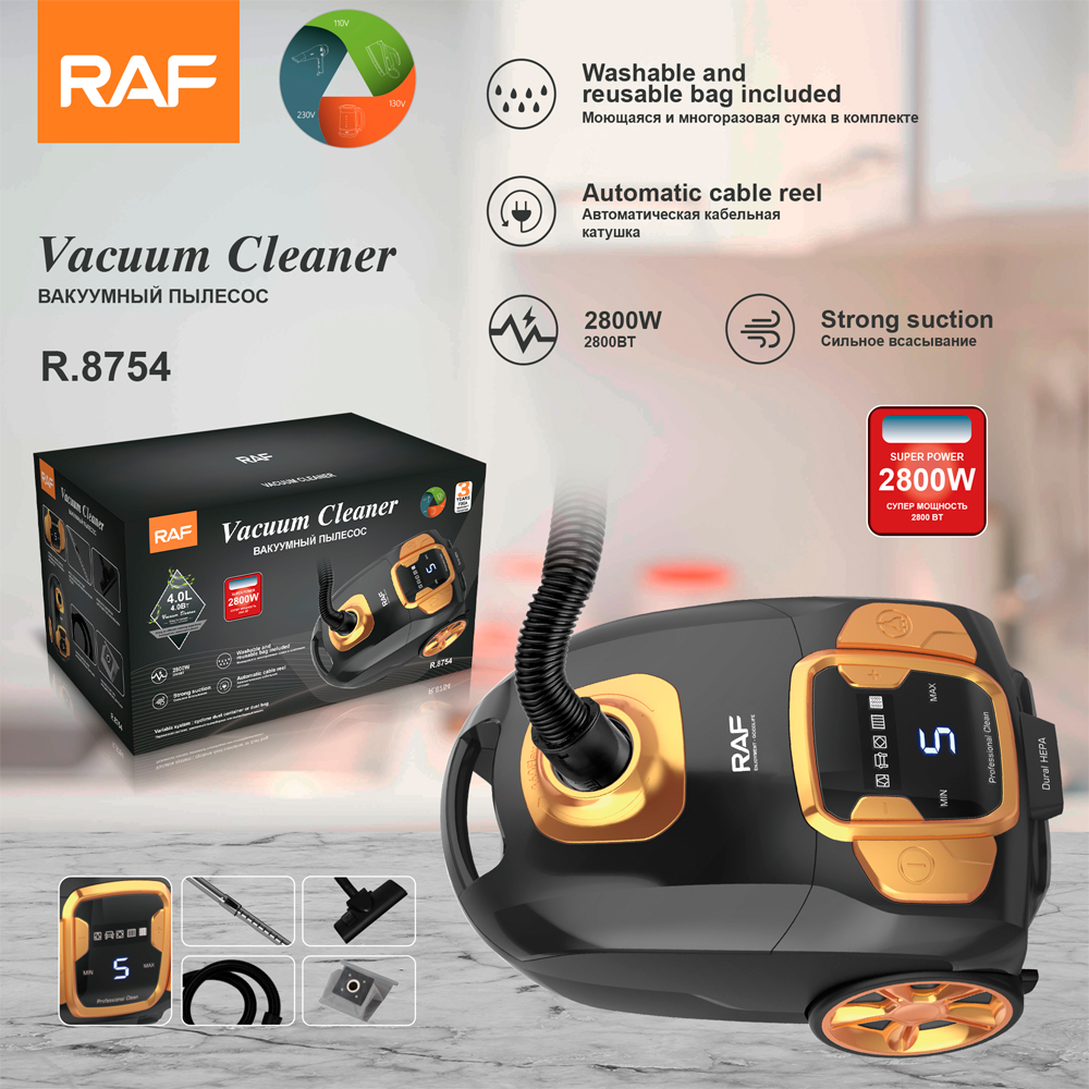 RAF European standard cross-border high suction power digital display electronic screen vacuum cleaner, high-power handheld powerful portable R.8754