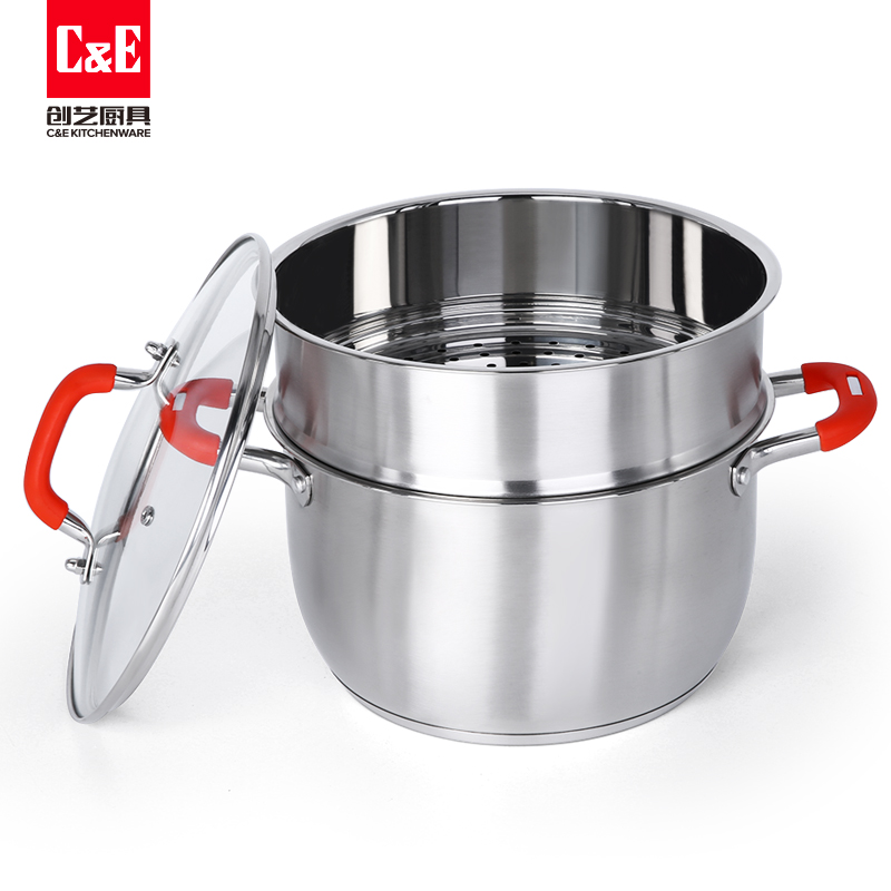 C&E Creative Steamer 304 stainless steel, double-layer multi-functional pot with top steaming and bottom boiling, large capacity, kitchenware for home use pic 9