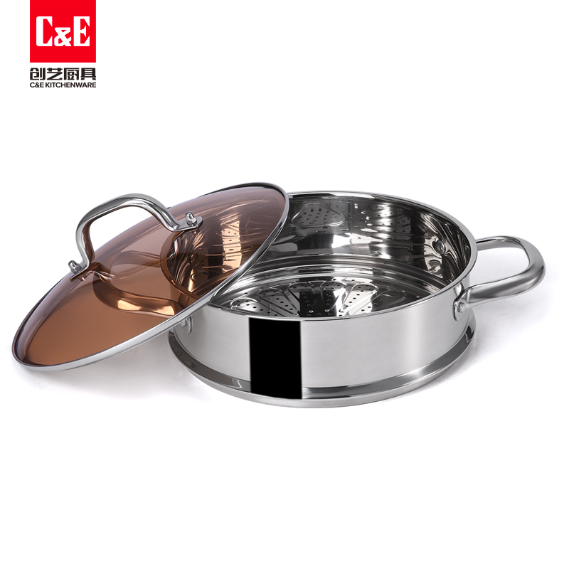 C&E Creative Double-layer steamer, stainless steel large-capacity double-bottom multi-functional soup pot, kitchenware for home use Application Scenario