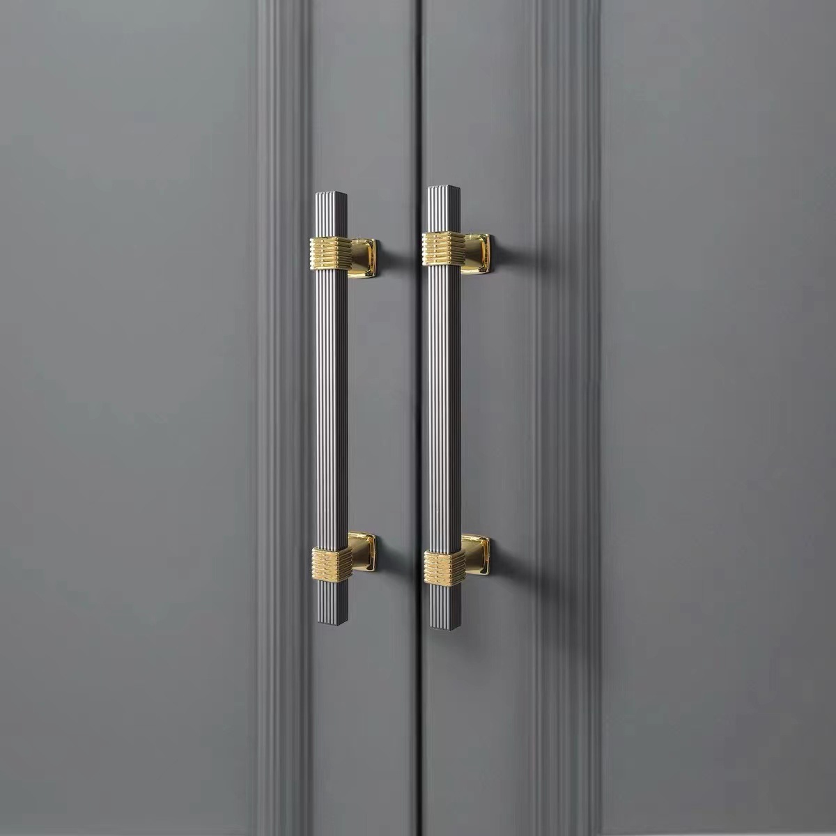 New modern two-color square aluminum tube handle, light luxury European-style wardrobe, cabinet door handle, drawer, shoe cabinet furniture hardware handle, furniture handle Application Scenario