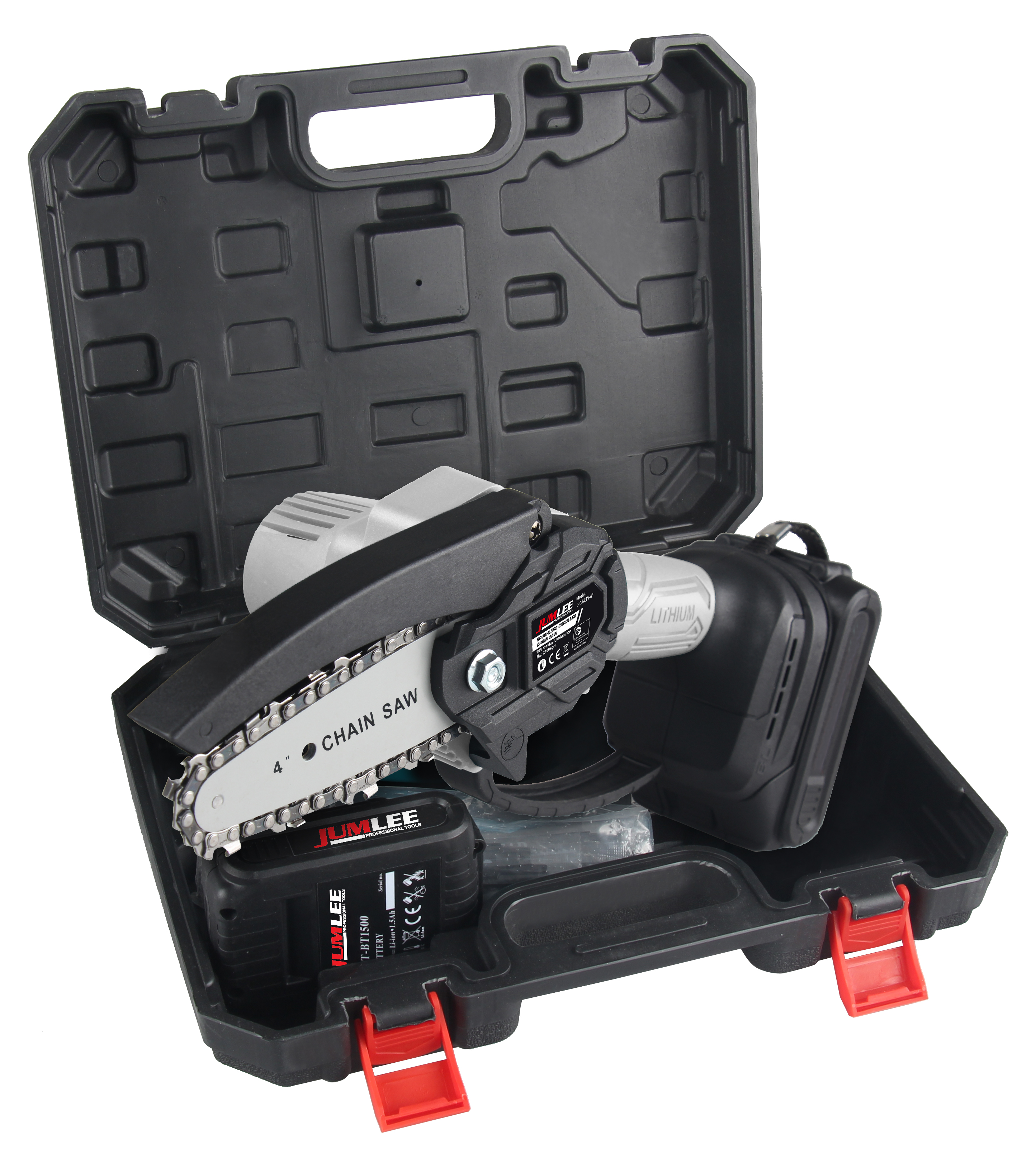 Electric chain saw, lithium battery single hand saw, small household rechargeable electric saw, electric chain saw, outdoor gasoline-free logging saw details Picture
