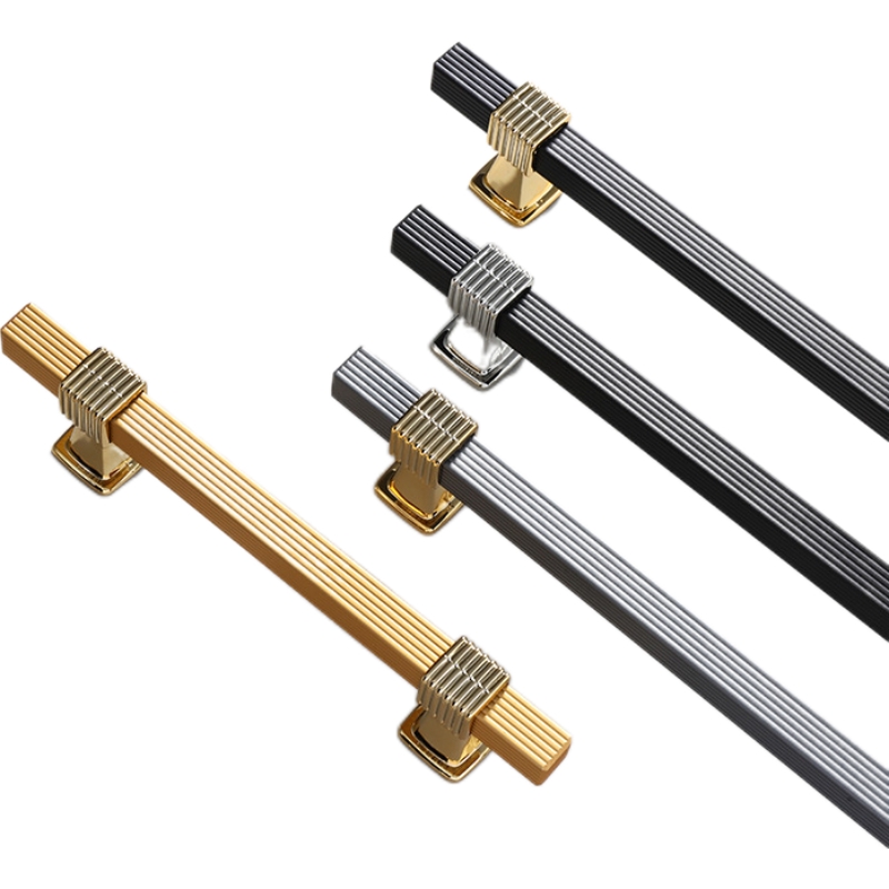New modern two-color square aluminum tube handle, light luxury European-style wardrobe, cabinet door handle, drawer, shoe cabinet furniture hardware handle, furniture handle details Picture