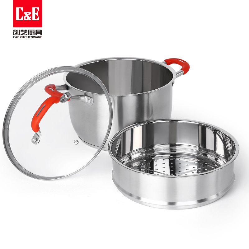 C&E Creative Steamer 304 stainless steel, double-layer multi-functional pot with top steaming and bottom boiling, large capacity, kitchenware for home use Application Scenario