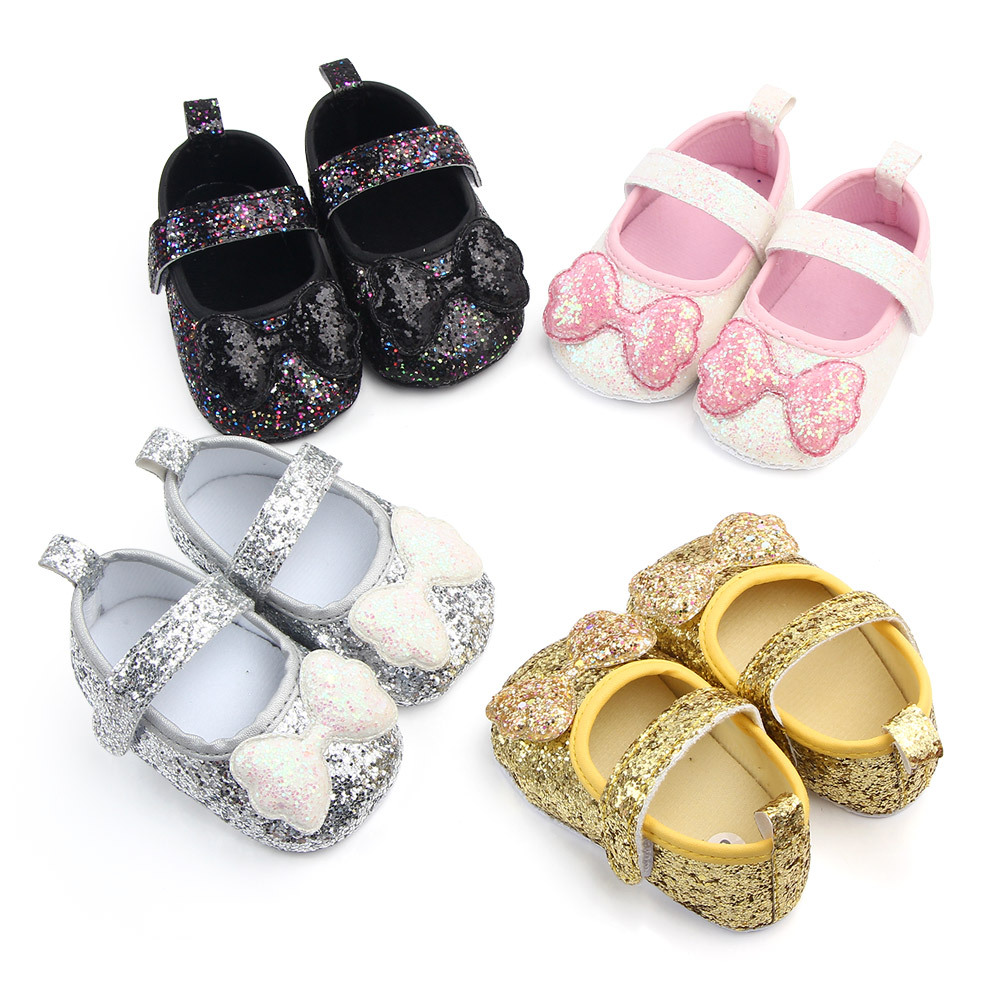 New spring and summer baby shoes 0-1 year old baby girl sequin butterfly non-slip soft sole toddler shoes
