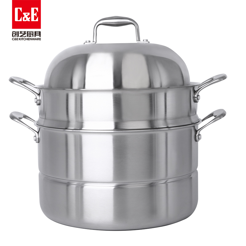 C&E Creative Steamer 304 stainless steel, three-layer multi-functional pot with top steaming and bottom boiling, large capacity, kitchenware for home use