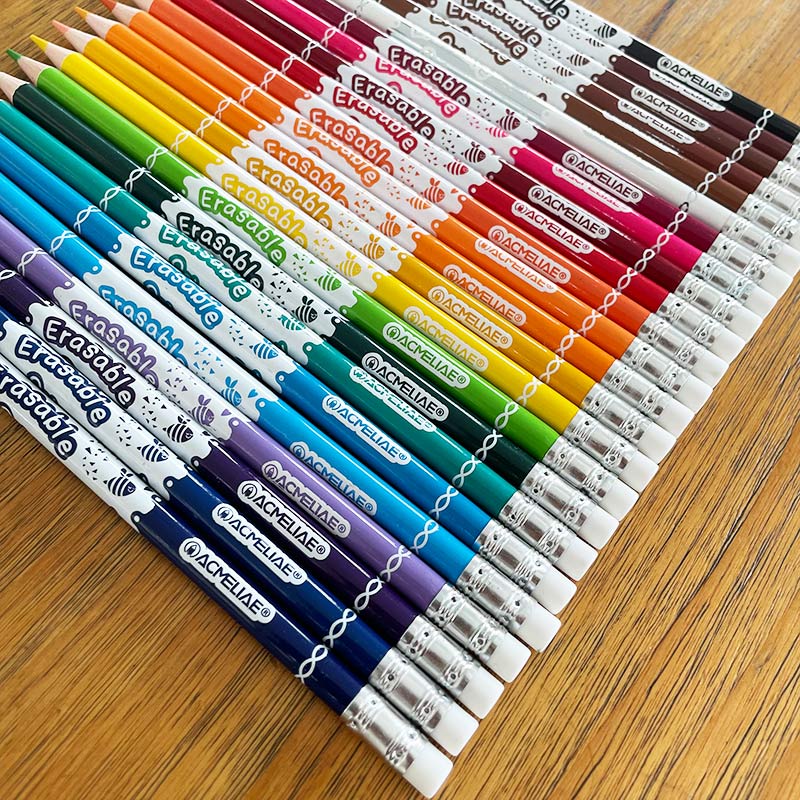 ACMELIAE 24pcs erasable color pencil with eraser details Picture