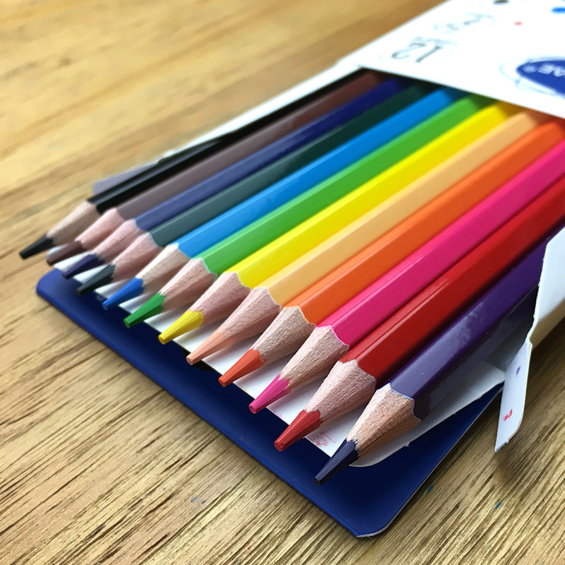 ACMELIAE 12 colors 7”Hexagonal Color Pencil, end cutting Specification drawing