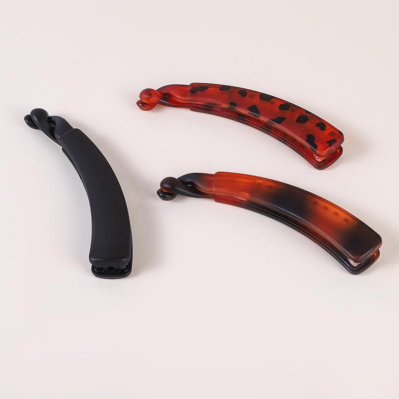 磨砂竖夹香蕉夹琥珀色发夹后脑勺扭扭夹气质发抓带齿发饰可批发