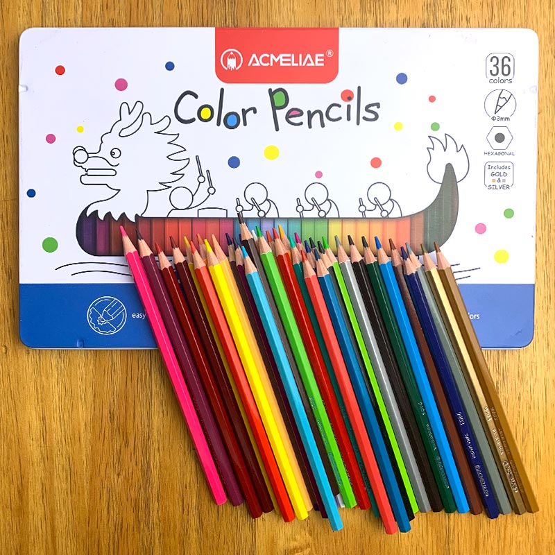 ACMELIAE 7" 36C Color Pencil Metal Box-Hexagon 9800-36 details Picture