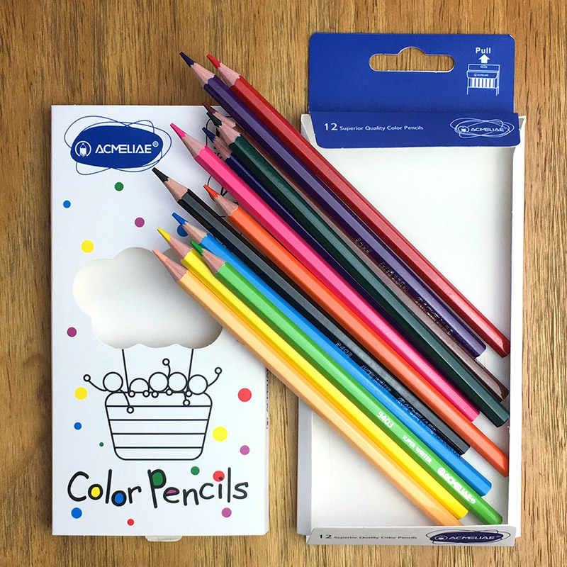 ACMELIAE 12 colors 7”Hexagonal Color Pencil, end cutting details Picture