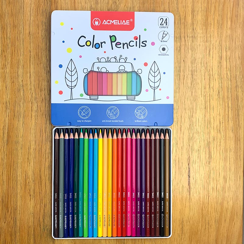 ACMELIAE 9800-24 High Quality Color Pencil Metal Box 24color full figure