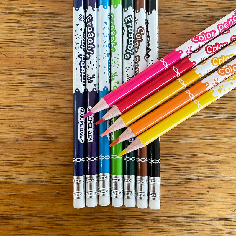 ACMELIAE 12pcs erasable color pencil with eraser Specification drawing