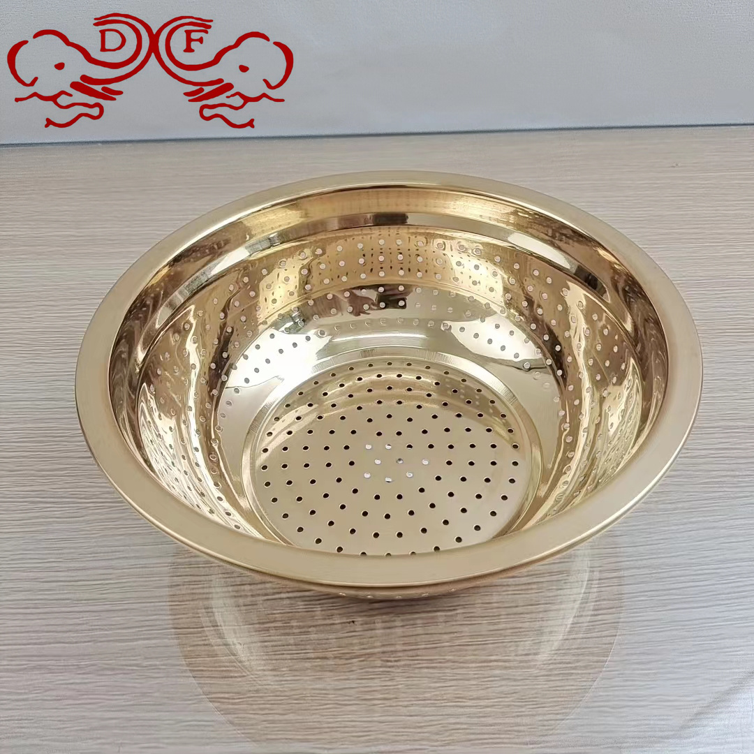 DF68098 thickened stainless steel rice sieve drainage basin, multi-hole basket, vegetable washing basin, rice washing basin, leaky basin, round DF TRADINGHOUSE Item Picture