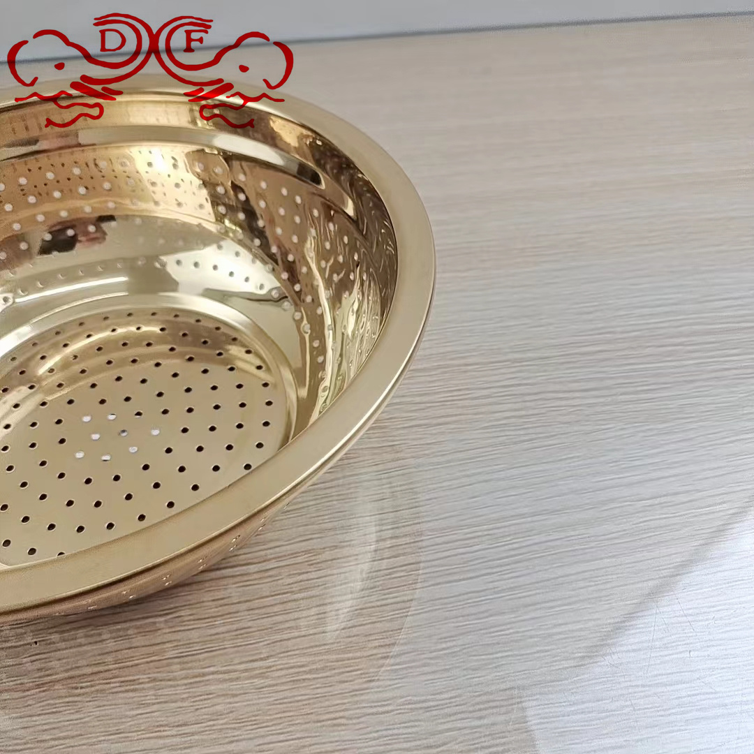 DF68098 thickened stainless steel rice sieve drainage basin, multi-hole basket, vegetable washing basin, rice washing basin, leaky basin, round DF TRADINGHOUSE Specification image