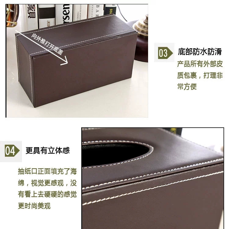 Leather car tissue box, pu tissue box, hotel room tissue box, creative gift with logo printing detail image 2
