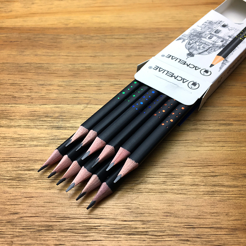 ACMELIAE Matt Black Coating HB Dipped Pencil Triangular详情5