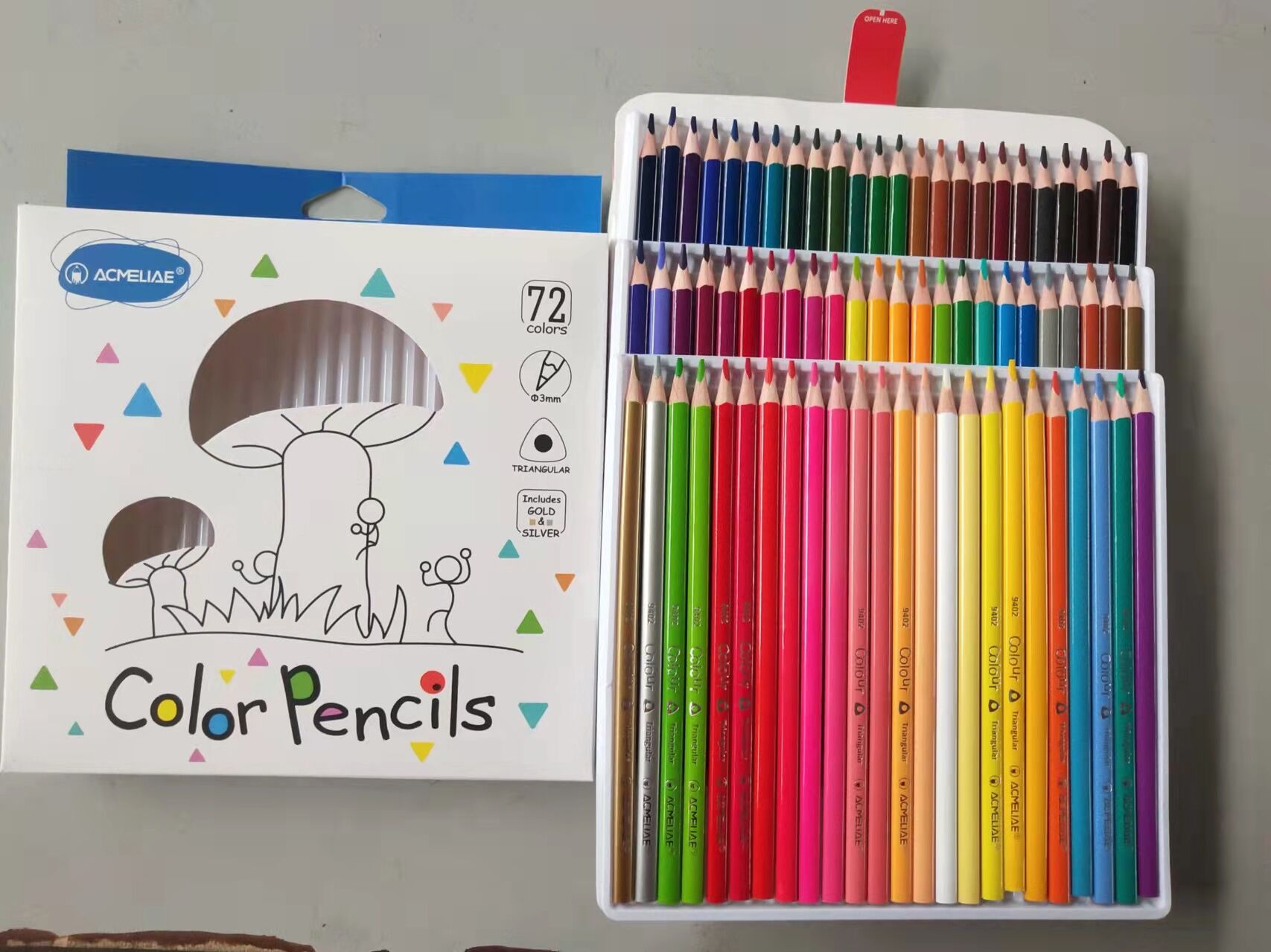 ACMELIAE 72 colors triangular Color Pencil, end cutting details Picture