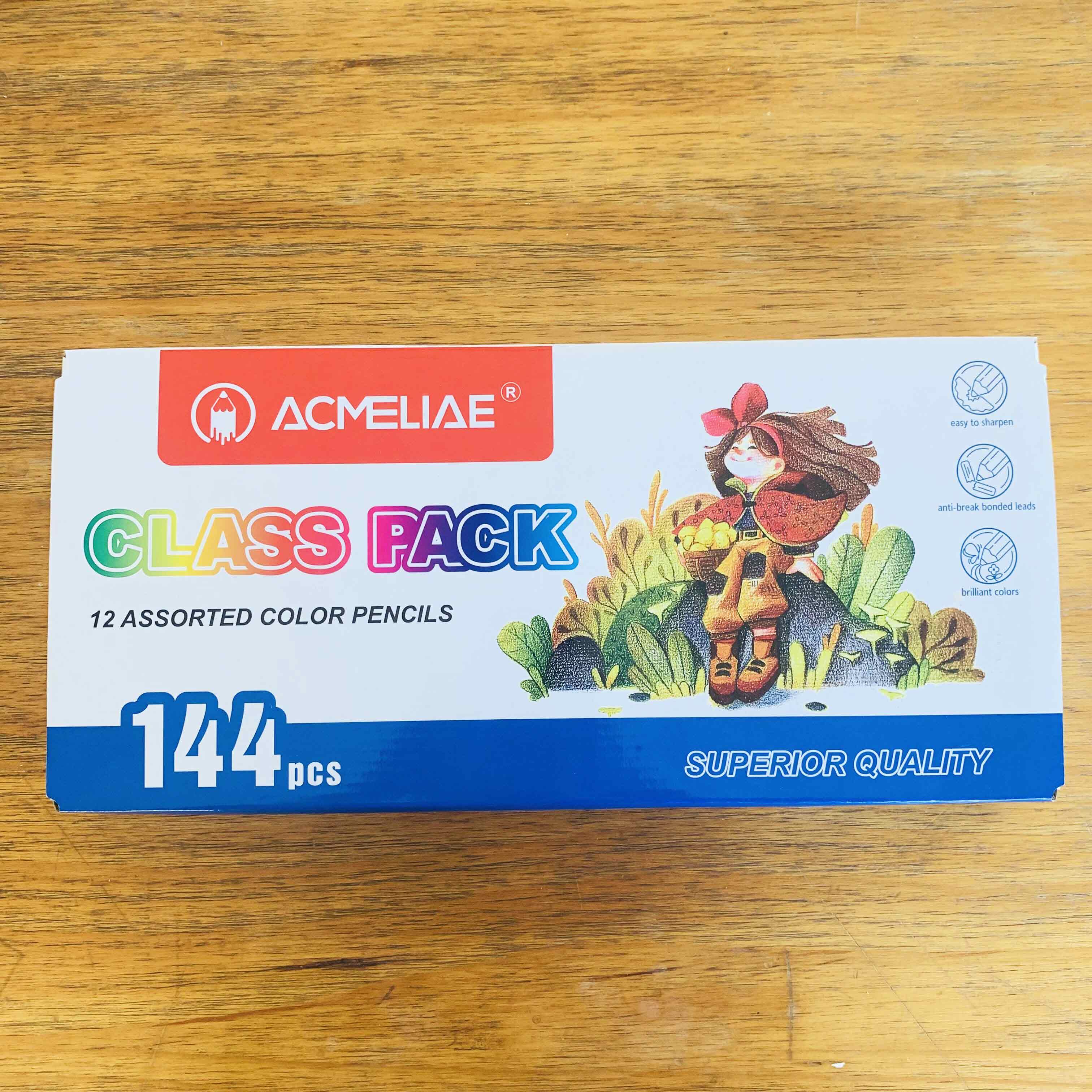 ACMELIAE 43113 -144 pcs class pack hexagonal colored pencils details Picture