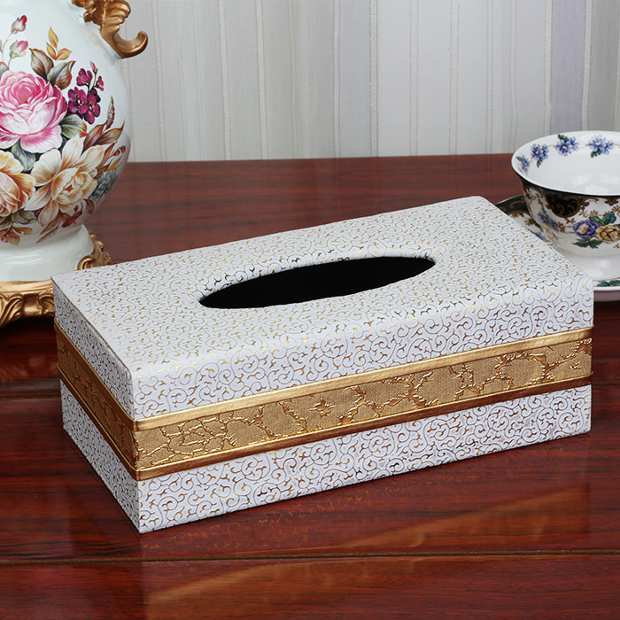 Gold-edge leather household tissue box, European-style car leather tissue box, tissue box manufacturer wholesale detail image 6